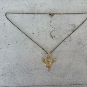 Elegant Gold Plated Angel Wing Pendant Necklace
